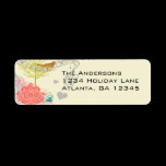 Vintage Birds Musical Coral Damask Tree Address