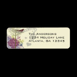 Vintage Birds Musical Damask Winter Tree Address