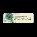 Vintage Birds Musical Peacock Feather  Address