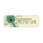 Vintage Birds Musical Peacock Feather Address Custom Return Address Label