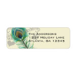 Vintage Birds Musical Peacock Feather  Address Custom Return Address Label