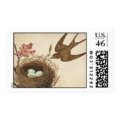 Vintage Bird&#39;s Nest Postage
