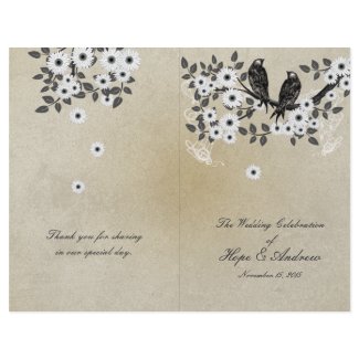 Vintage Birds Parchment Bi-Fold Wedding Program flyer