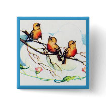 Vintage Birds Pin buttons
