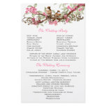 Vintage Birds Pink Flowers Wedding Program Custom Stationery