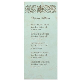 Vintage Birds Robin's Egg Blue2, Dinner Menu Card invitation