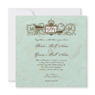 Vintage Birds Robin's Egg Blue2 Wedding Invitation invitation