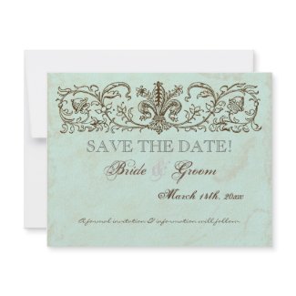 Vintage Birds Robin's Egg Blue, Save the Date Card invitation