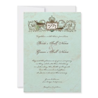 Vintage Birds Robin's Egg Blue Wedding Invitation invitation