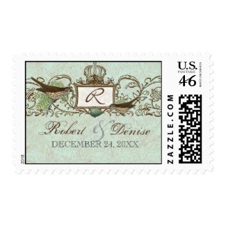 Vintage Birds Robin's Egg Blue - Wedding Postage stamp