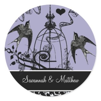 Vintage Birds Wedding Seal sticker