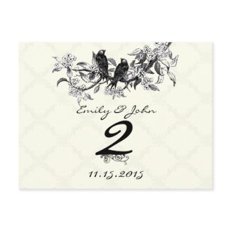 Vintage Birds Wedding Table Number Cards postcard