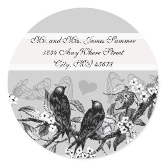 Vintage Birds White Flowers Wedding Stickers sticker