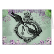 Vintage Birds With Heart Locket Apparel and Gifts cards
