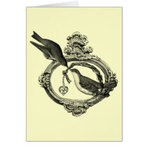 Vintage Birds With Heart Locket Apparel and Gifts cards