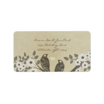 Vintage Birds Wood Grain Return Address Personalized Address Labels