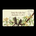 Vintage Birds Yellow flowering Branch Labels