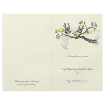 Vintage Birds Yellow & Gray Wedding Program Personalized Flyer