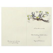 Vintage Birds Yellow & Gray Wedding Program Flyers