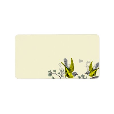 Vintage Birds Yellow &amp; Grey Labels Felt Personalized Address Labels