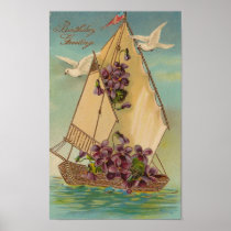 Vintage Birthday Greetings Print