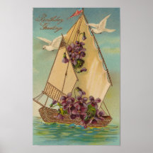 Vintage Birthday Greetings Print