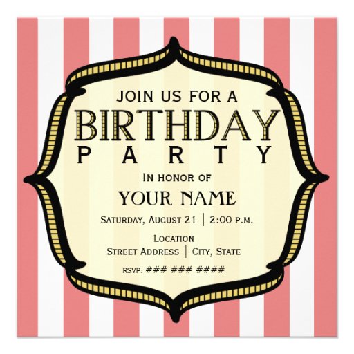Vintage Birthday Party Invitations 90