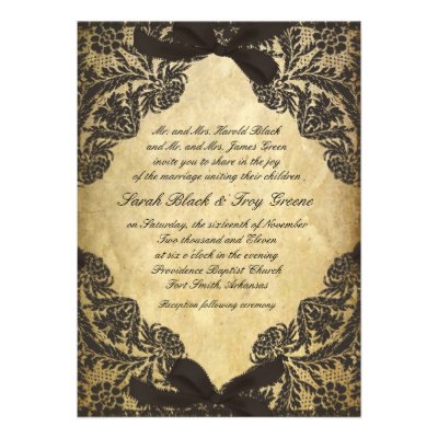 Vintage Black and Cream Lace Personalized Invite