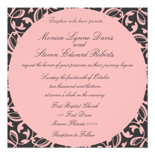Vintage Black and Pink Wedding Invite