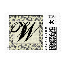 Vintage black and white damask mon... - Customized postage by aslentz Vintage black and white damask mon... - Customized postage