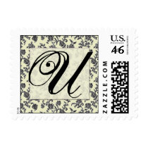 Vintage black and white damask postage postage by aslentz Vintage black and white damask postage postage