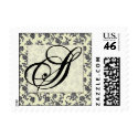 Vintage Black and White Damask Postage postage by aslentz Vintage Black and White Damask Postage postage