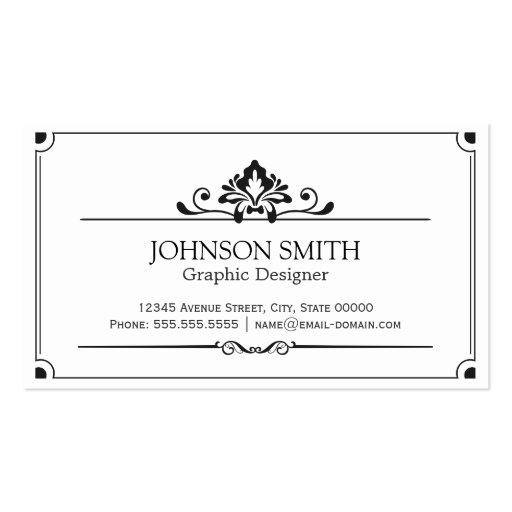 Vintage Black and White Minimal Concise Business Cards