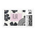 Vintage black and white monogram invitation stamp