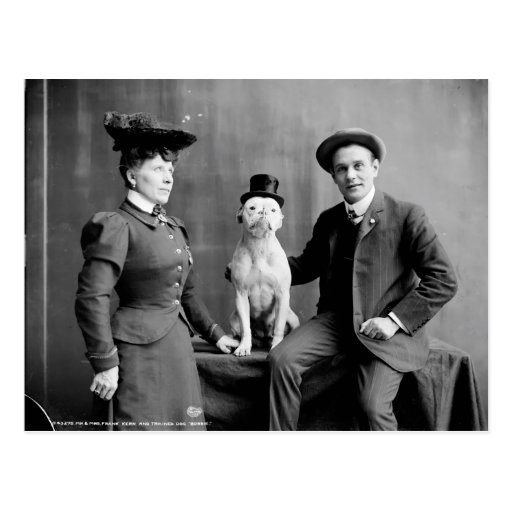 Vintage Black And White Photograph Dog Wearing Hat