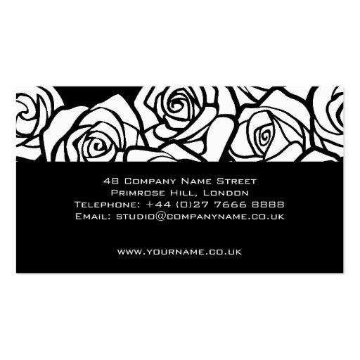 Vintage black and white roses Business Card (back side)