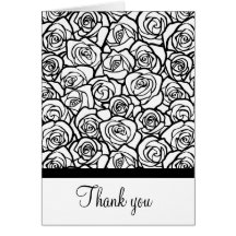 Vintage black and white roses Thank You Card