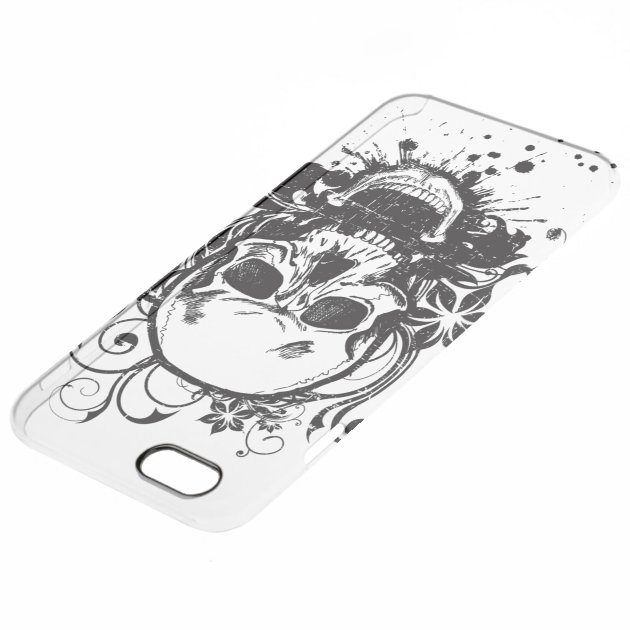 Vintage Black and White Sketch Skull Swirl Flowers Uncommon Clearlyâ„¢ Deflector iPhone 6 Plus Case-3