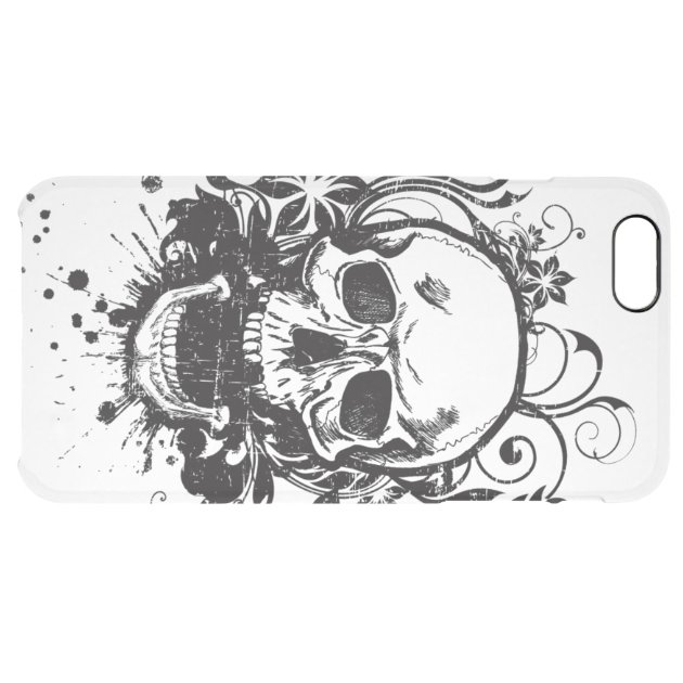 Vintage Black and White Sketch Skull Swirl Flowers Uncommon Clearlyâ„¢ Deflector iPhone 6 Plus Case-5