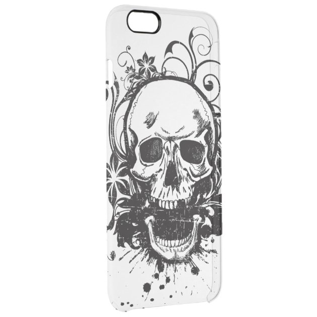 Vintage Black and White Sketch Skull Swirl Flowers Uncommon Clearlyâ„¢ Deflector iPhone 6 Plus Case-2