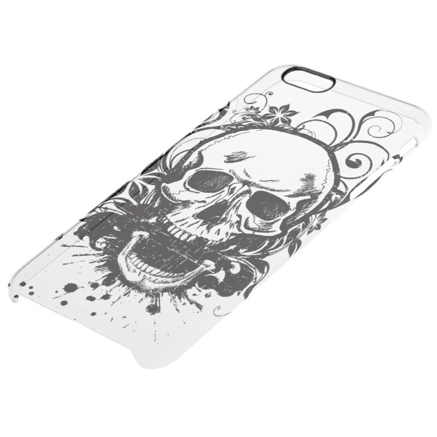Vintage Black and White Sketch Skull Swirl Flowers Uncommon Clearlyâ„¢ Deflector iPhone 6 Plus Case-4