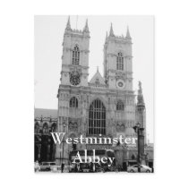 Vintage black and white Westminster Abbey postcard