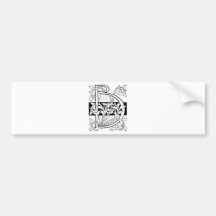 Vintage Black Art Deco Monogram B Floral Bumper Stickers