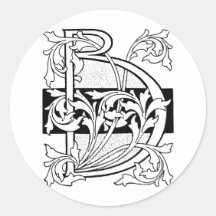 Vintage Black Art Deco Monogram B Floral Stickers