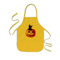 Vintage Black Cat and Pumpkin Kids Apron