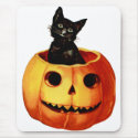 Vintage Black Cat and Pumpkin Mousepad by Vintage_Gifts Vintage Black Cat and Pumpkin Mousepad
