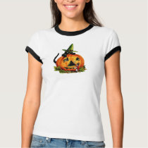 Vintage Black Cat and Pumpkin Shirt