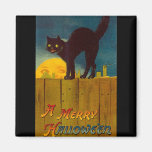 Vintage Black Cat Halloween Magnet