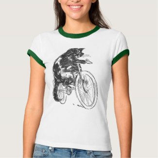 Vintage Black Cat On Bicycle Tee Shirts