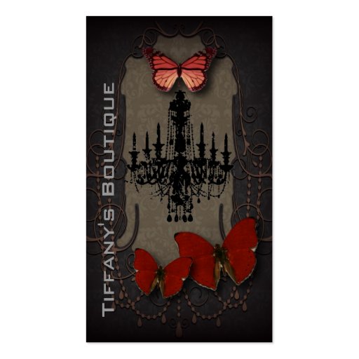 Vintage Black Chandelier Butterfly fashion retail Business Card (front side)